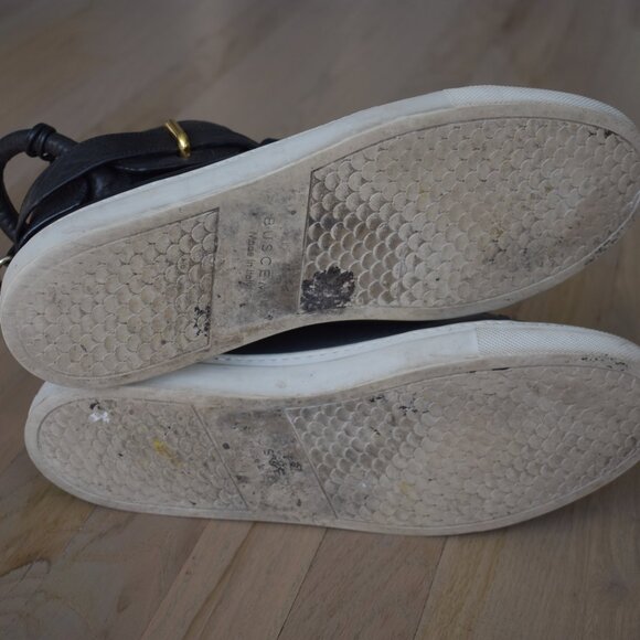 Buscemi Black Leather 100MM Sneakers with Gold Buckle Size 44 - Picture 9 of 12